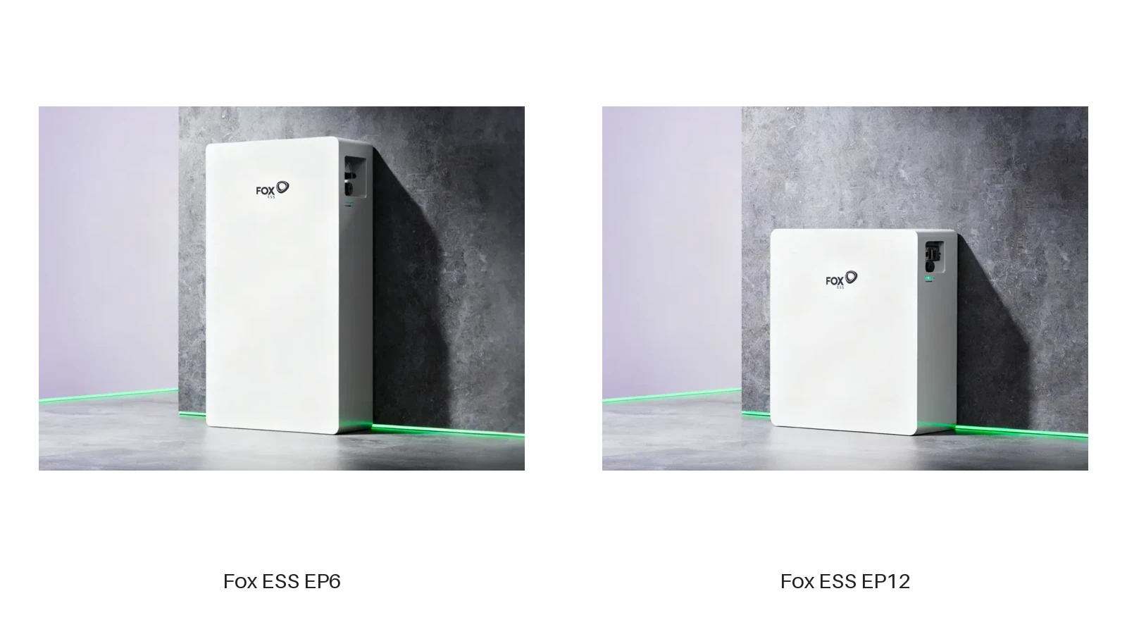 The Fox ESS EP battery range shown together