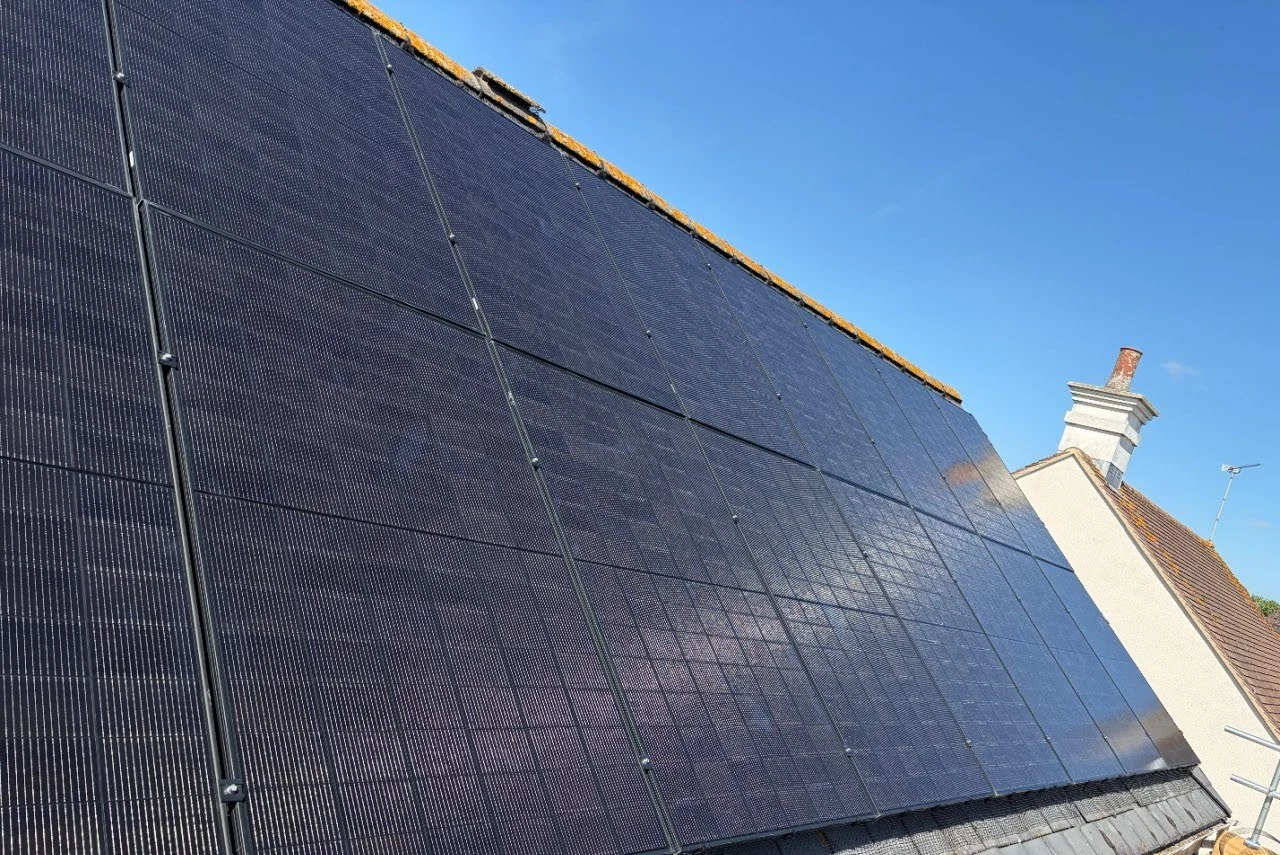 Solar panel array on a pitched roof in Wiltshire